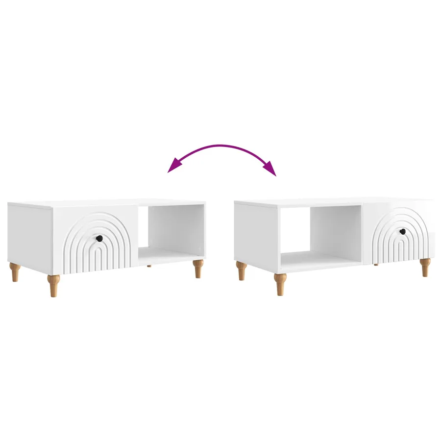 Table basse Blanc brillant 90 x 50 x 40 cm Bois d'ingénierie - 10