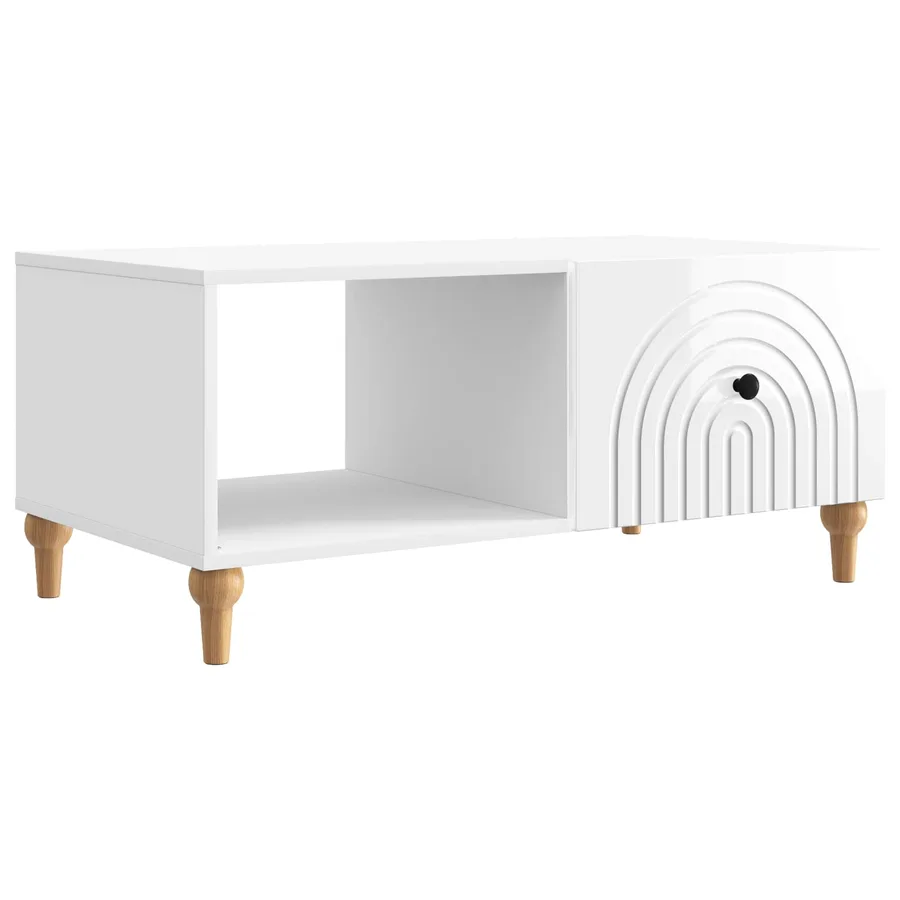 Table basse Blanc brillant 90 x 50 x 40 cm Bois d'ingénierie - 2