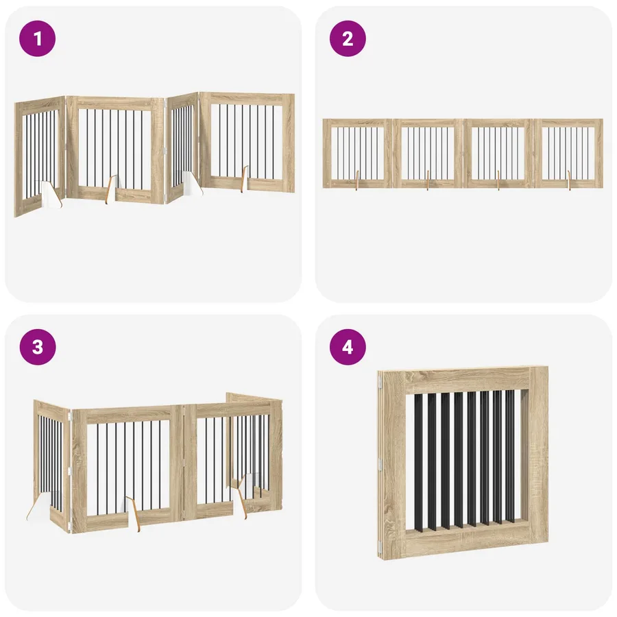 Porte de chien pliable avec supports 4 pcs Chêne Sonoma 321 cm - 7