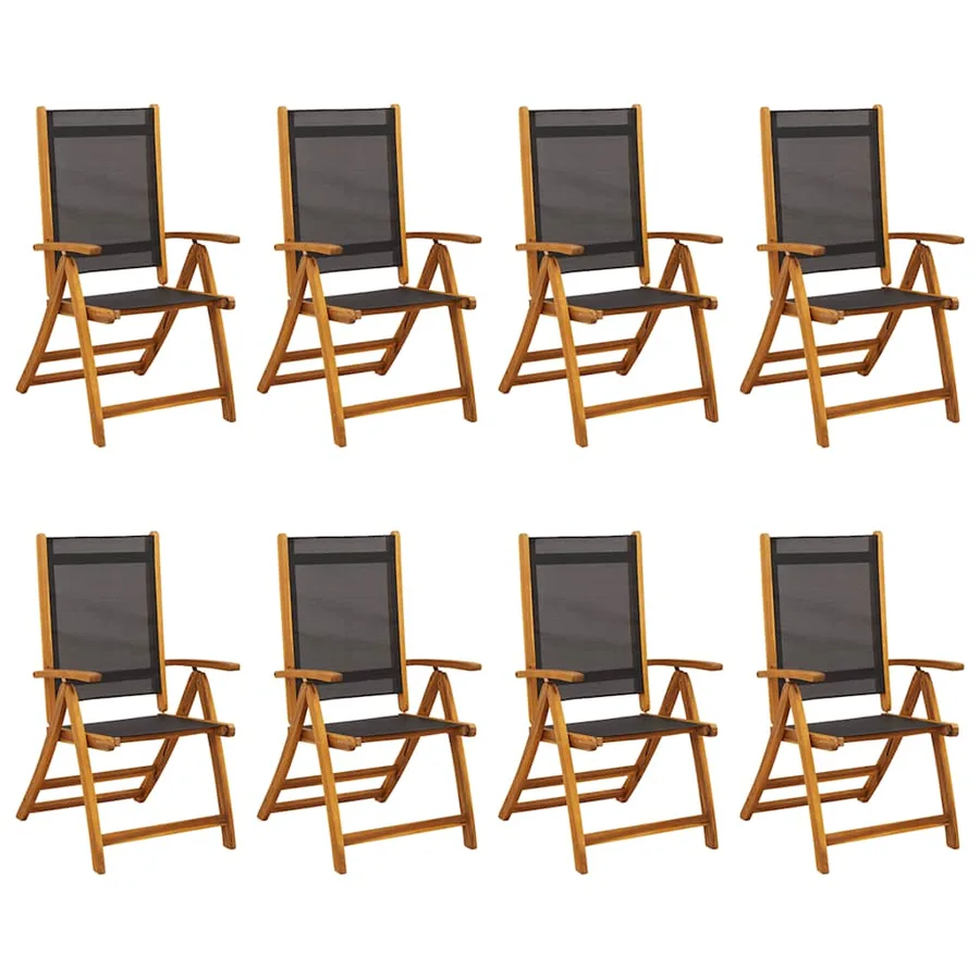 Chaises de jardin pliantes lot de 8 acacia massif et textilène - 2