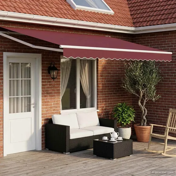 Auvent rétractable Bordeaux 4 x 2 m Polyester et métal