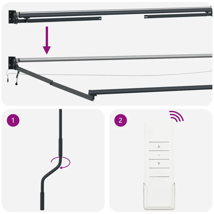 Cadre de store rétractable électrique Anthracite 4 x 2 m - 7