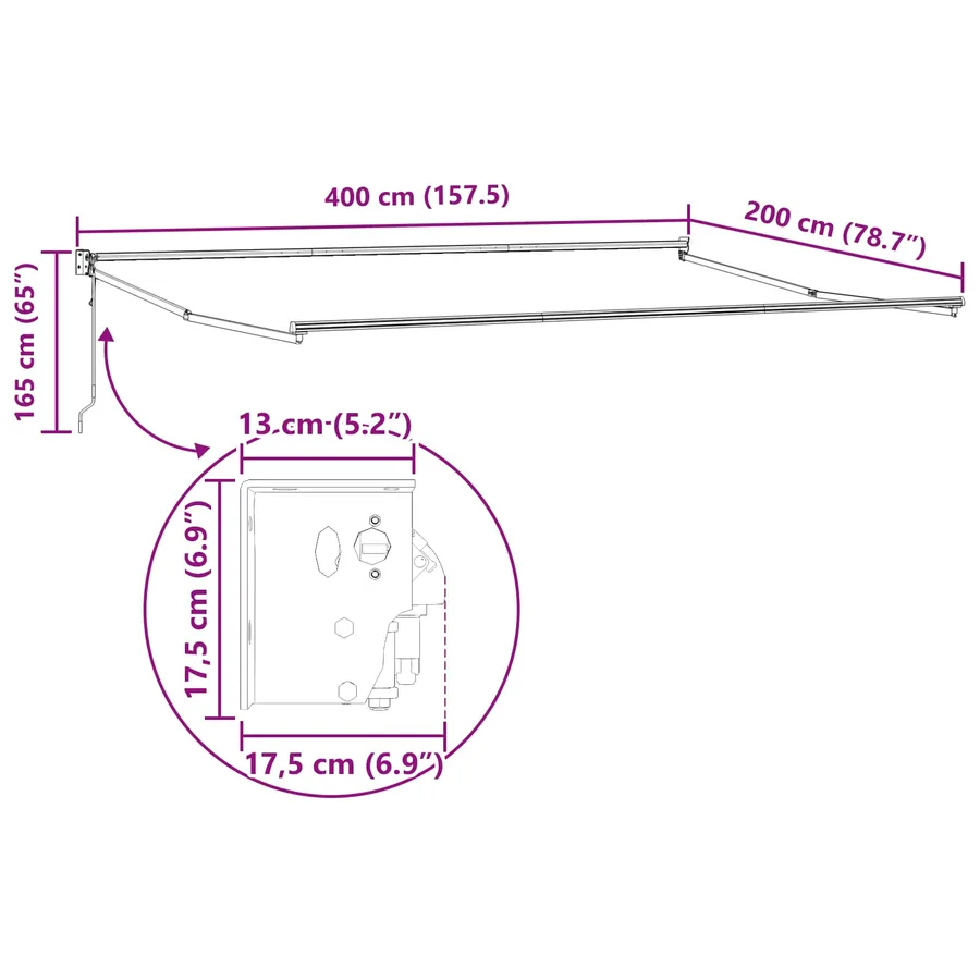 Cadre de store rétractable électrique Anthracite 4 x 2 m - 9