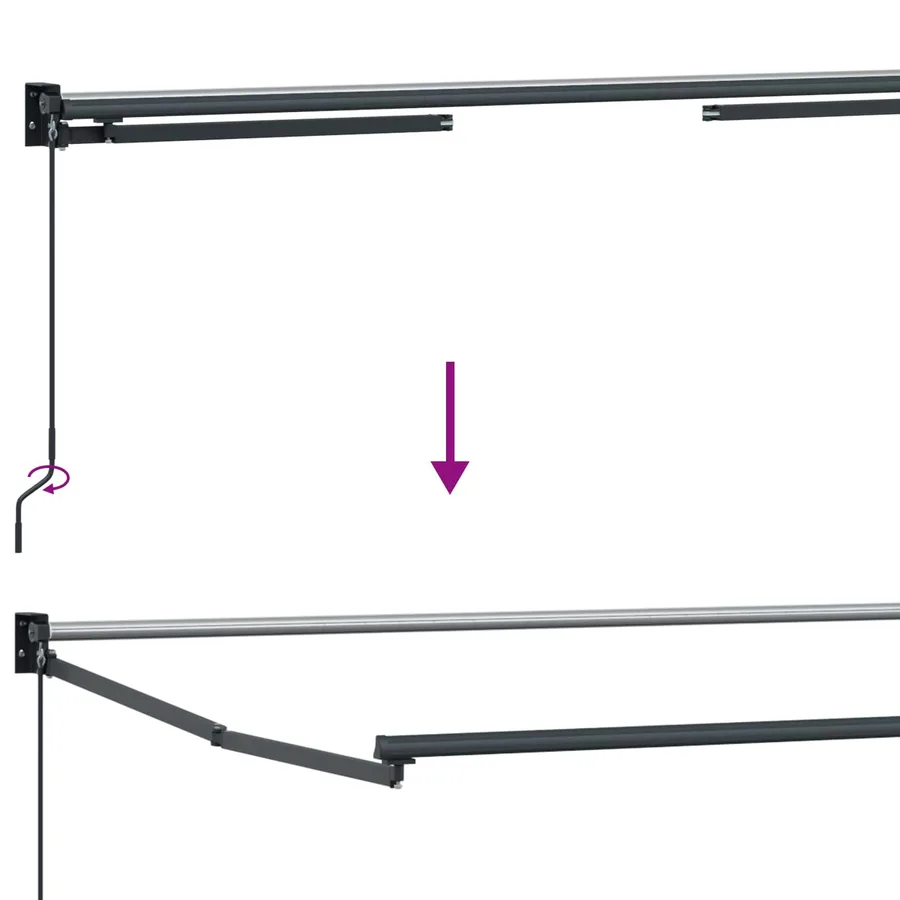Cadre de store rétractable manuel Anthracite 4 x 2 m Aluminium - 8