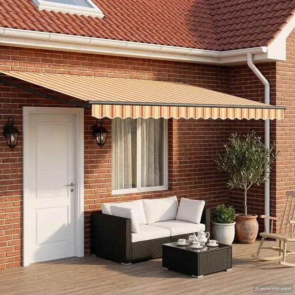 Store rétractable manuel avec LEDs Multicolore 4 x 2 m