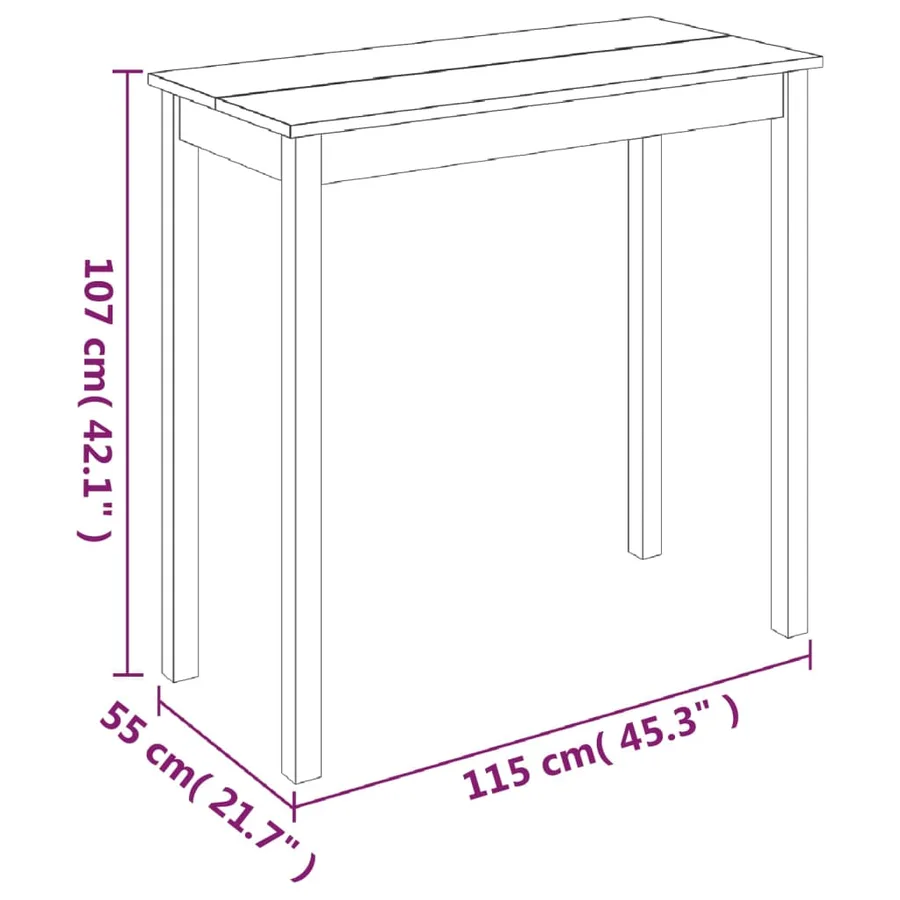 Table de bar MDF noir 115x55x107 cm - 6