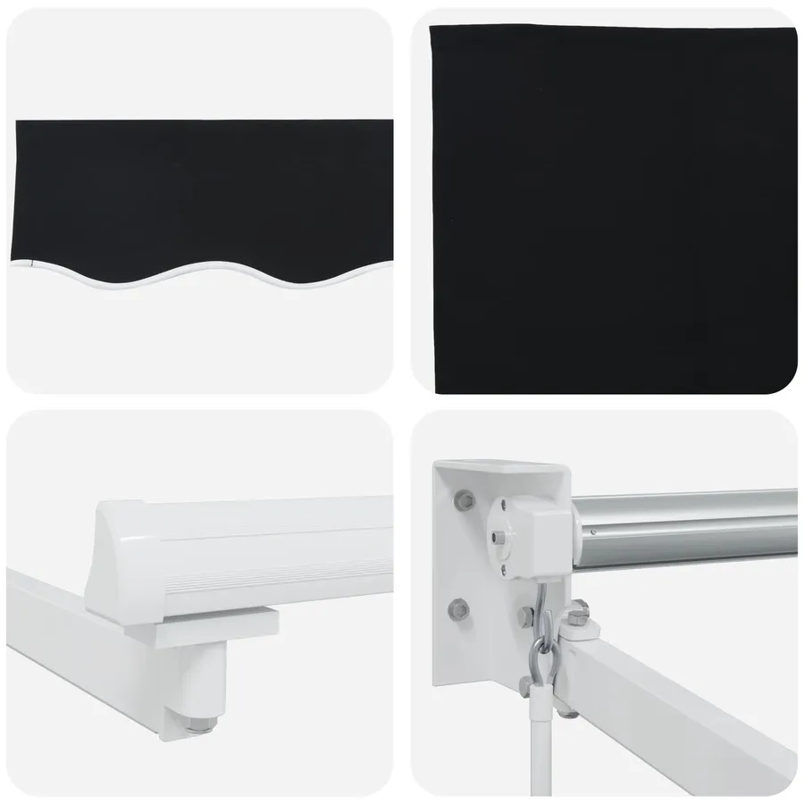 Store rétractable manuel avec LEDs Noir et Blanc 3 x 2,5 m - 9