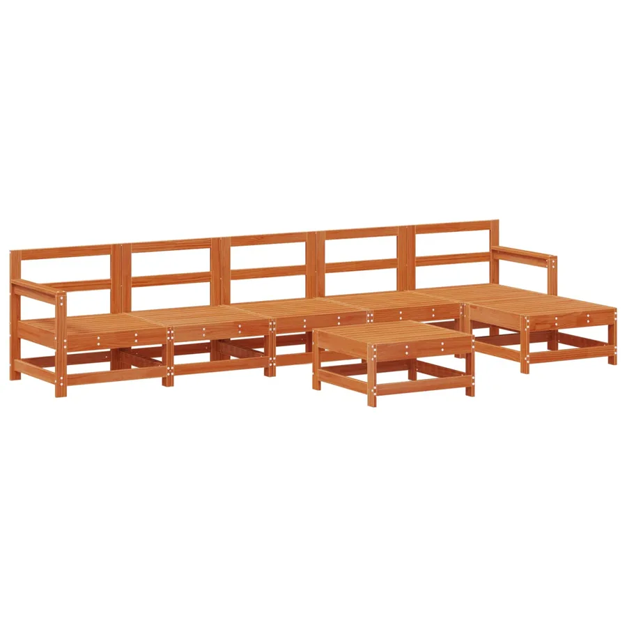 Ensemble de salon de jardin 7 pcs Brun Ciré Bois de pin massif - 2