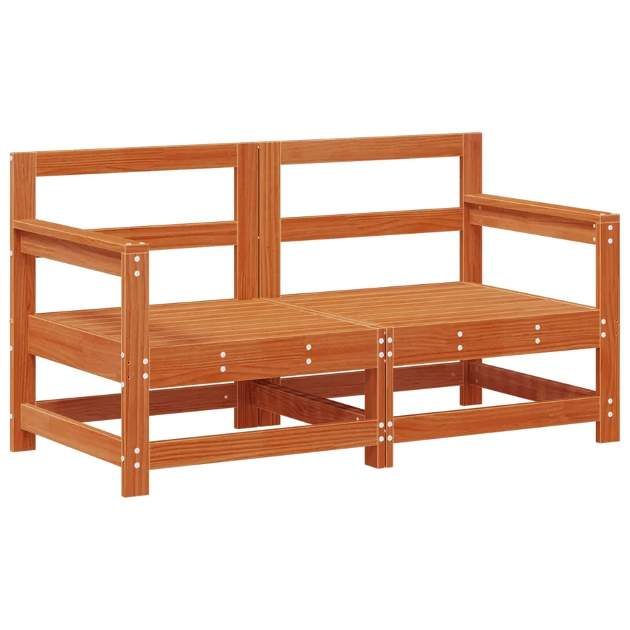 Ensemble de salon de jardin 7 pcs Brun Ciré Bois de pin massif - 3