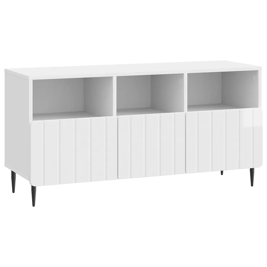 Meuble TV Blanc brillant 102 x 34,5 x 50 cm Bois d'ingénierie - 2