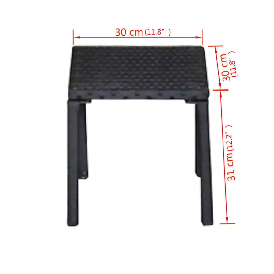 Chaises longues avec table Résine tressée Noir - 7