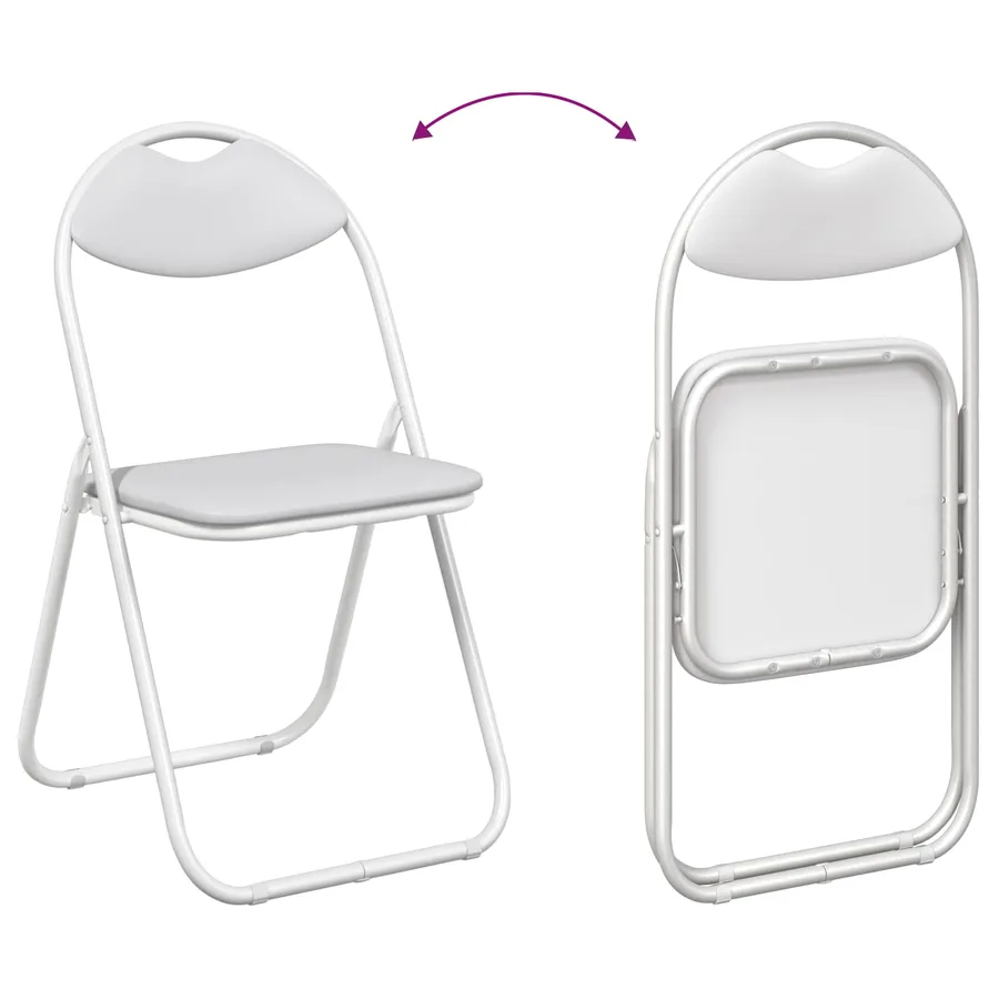 Chaise pliante 8 pcs Blanc 48 x 43,5 x 81 cm Simili cuir - 11