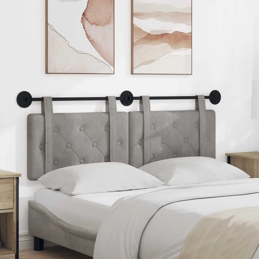 Tête de lit suspendue Gris clair Velours