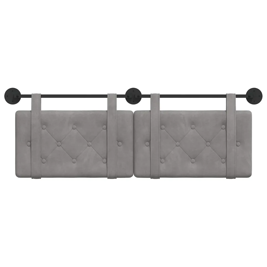 Tête de lit suspendue Gris clair Velours - 5