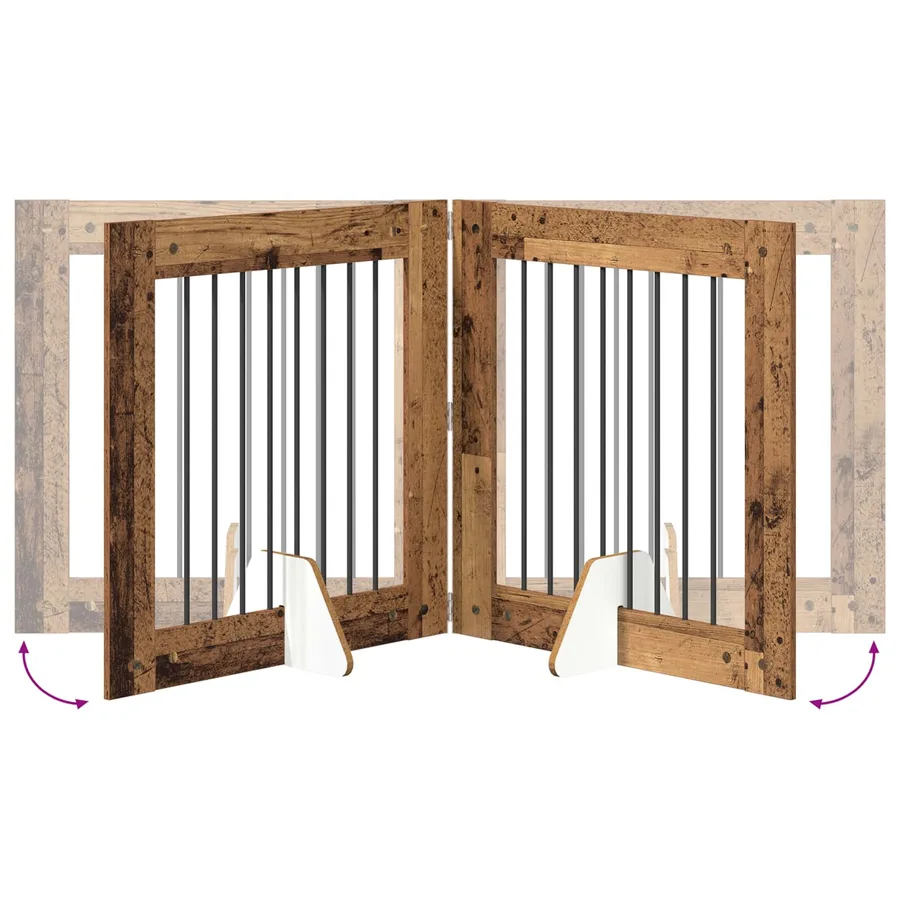Porte de chien pliable avec supports 6 pcs Bois ancien 482 cm - 6