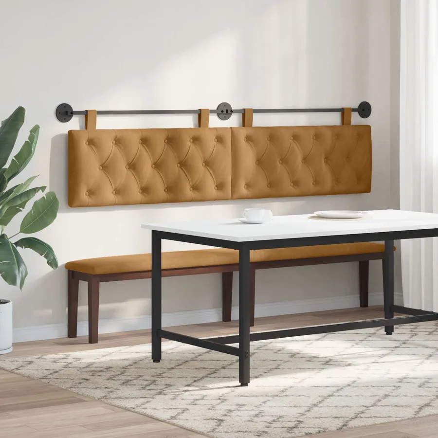 Tête de lit suspendue Avec lumière LED Marron Velours - 4