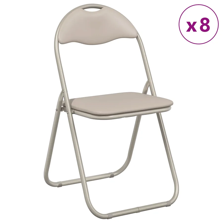 Chaise pliante 8 pcs Sable 48 x 43,5 x 81 cm Simili cuir - 3