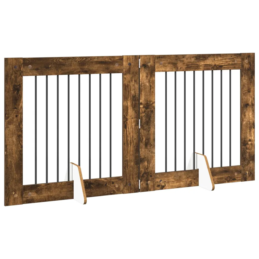Porte de chien pliable avec supports 2 pcs Chêne fumé 160,5 cm - 3