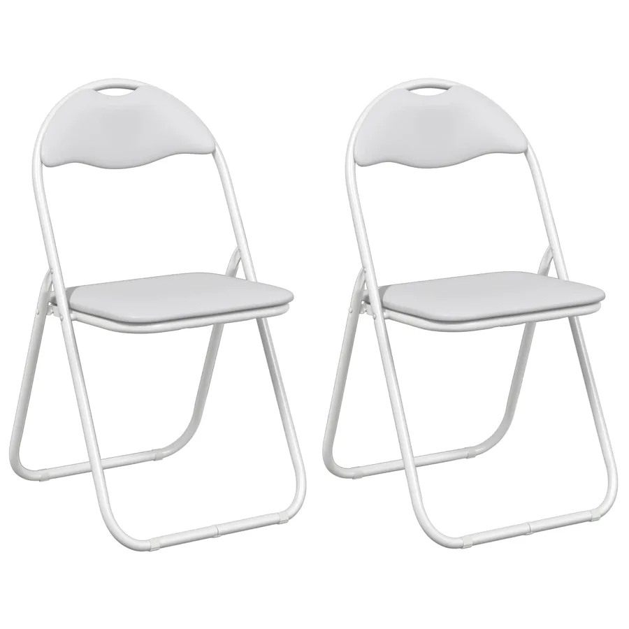 Chaise pliante 2 pcs Simili cuir Blanc 48 x 43,5 x 81 cm - 2