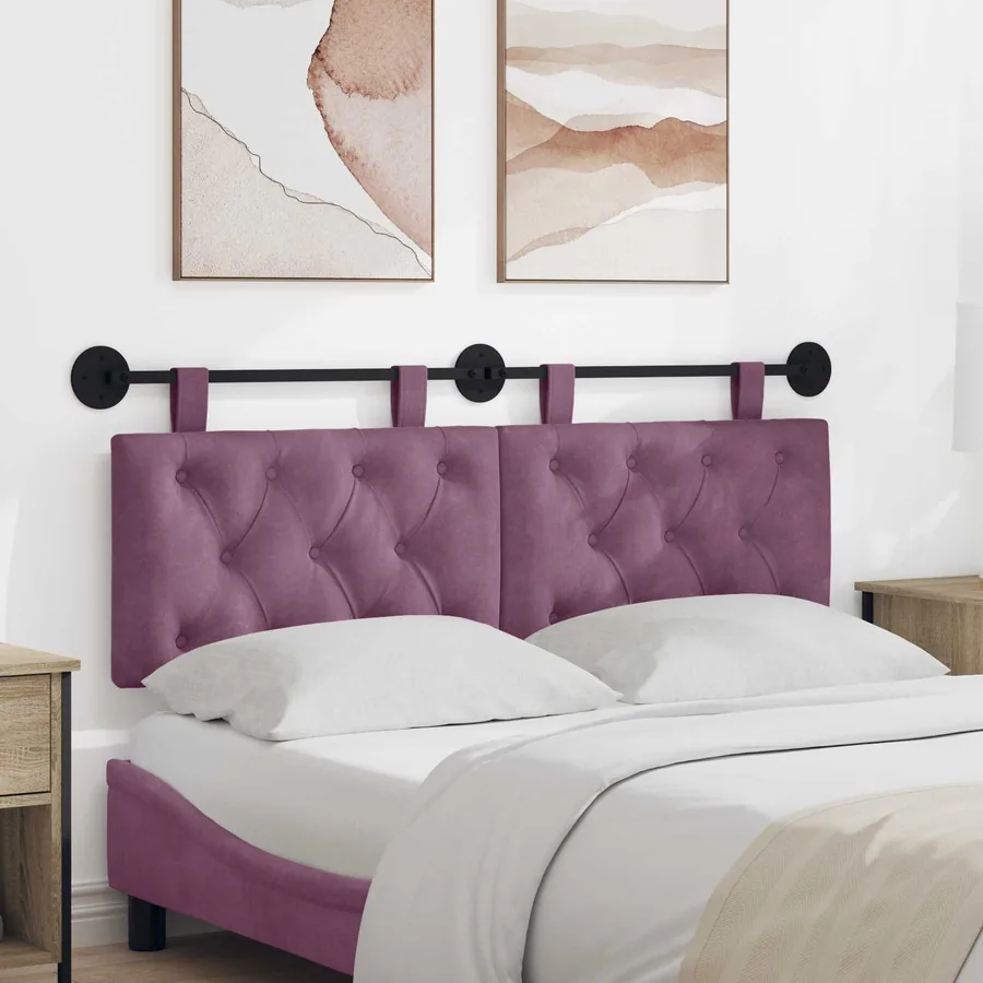 Tête de lit suspendue Avec lumière LED Pourpre Velours