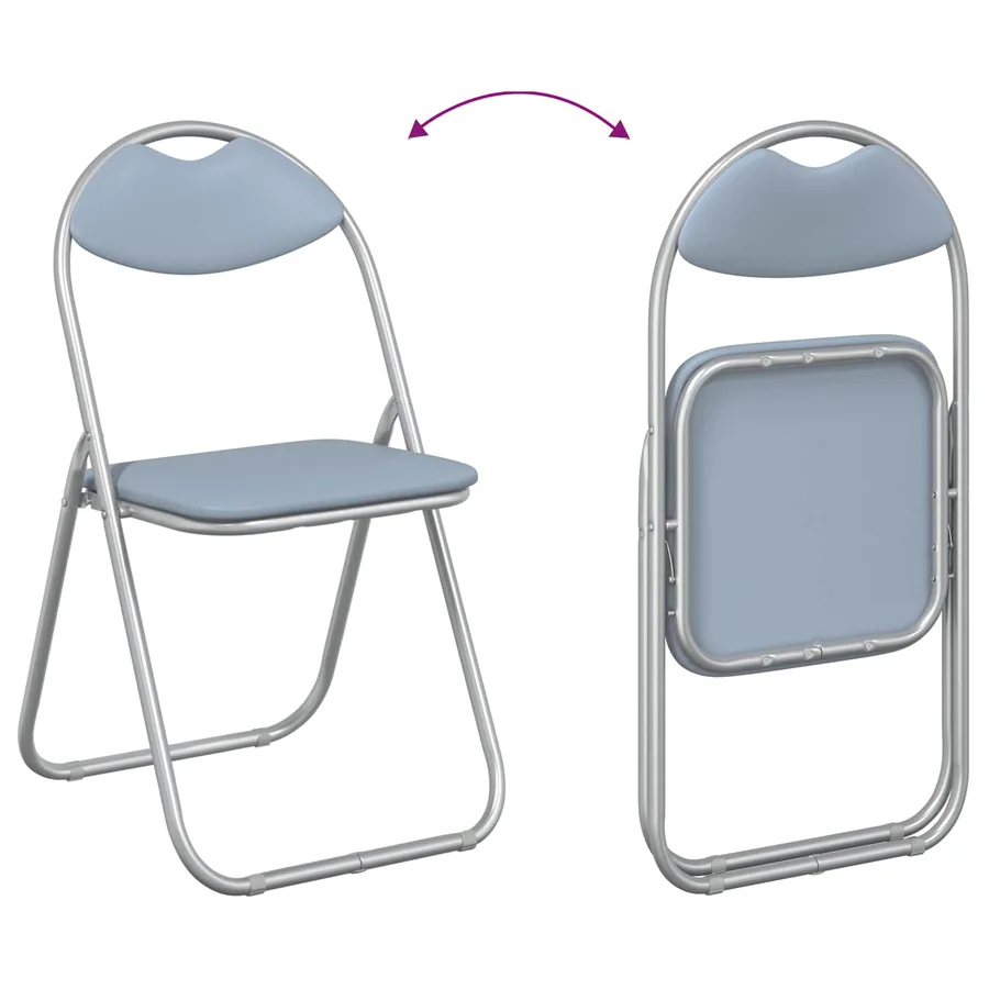 Chaise pliante 2 pcs Gris 48 x 43,5 x 81 cm Simili cuir - 11
