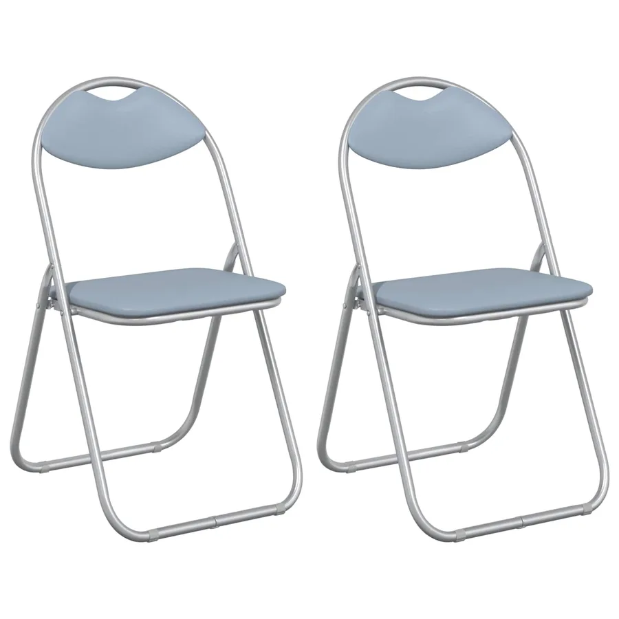 Chaise pliante 2 pcs Gris 48 x 43,5 x 81 cm Simili cuir - 2