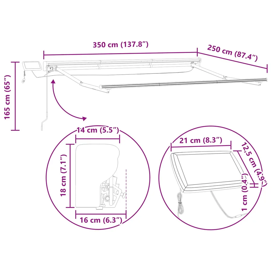 Cadre de store manuel avec LEDs 3,5 x 2,5 m - 13