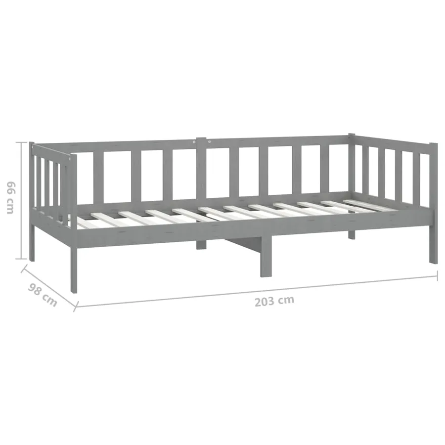 Lit de repos avec matelas 90x200 cm Gris Bois de pin massif - 10