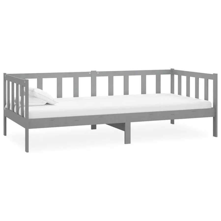 Lit de repos avec matelas 90x200 cm Gris Bois de pin massif - 4