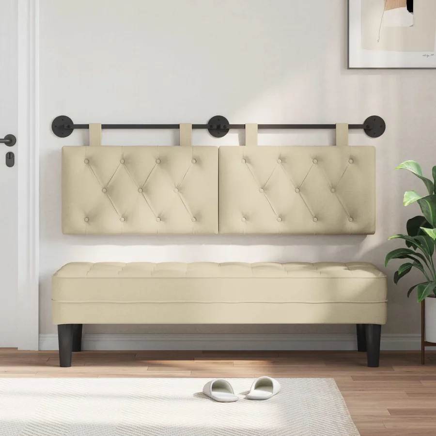Tête de lit suspendue Crème Tissu - 3