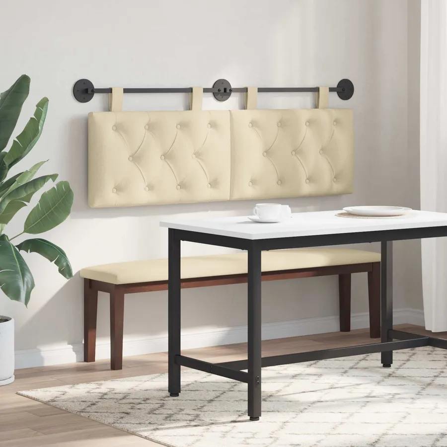 Tête de lit suspendue Crème Tissu - 4