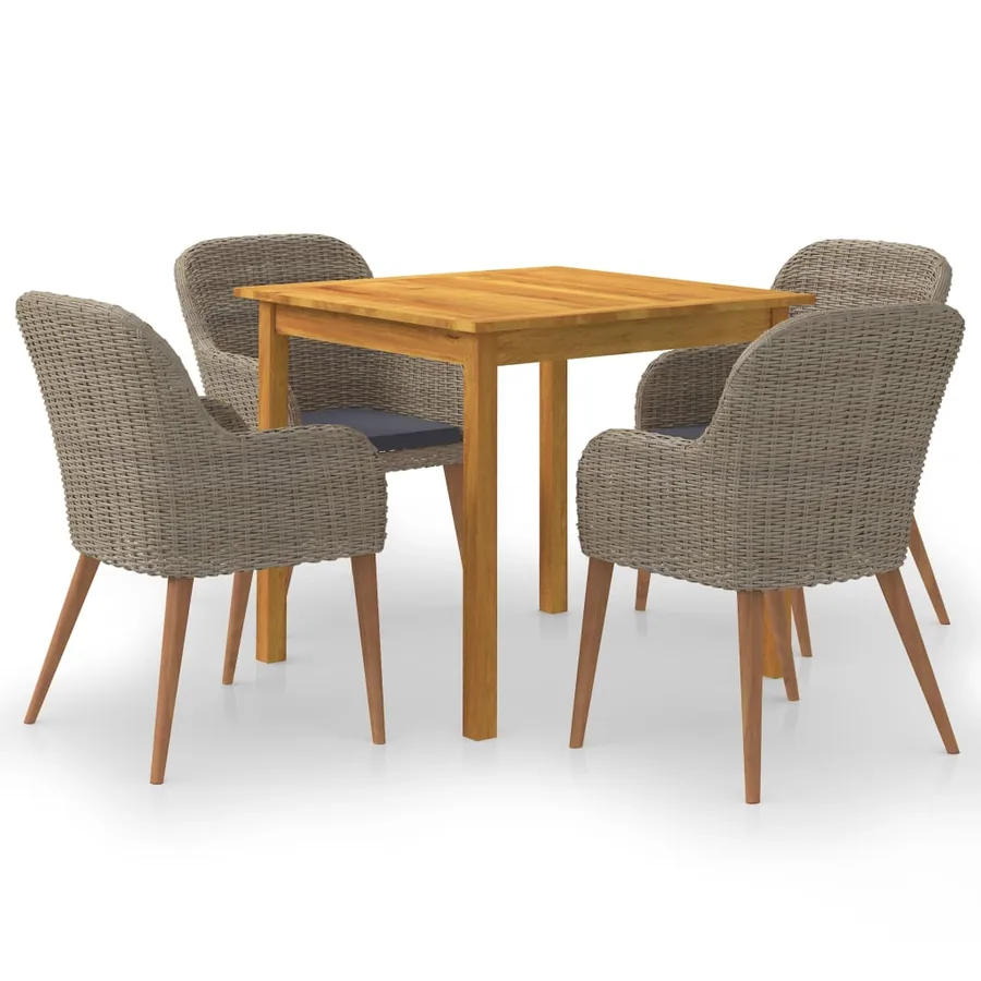 Ensemble à manger de jardin 5 pcs Marron