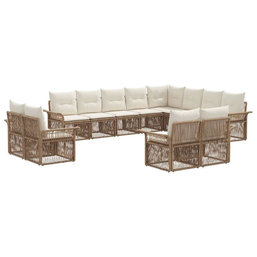 Ensemble de canapé de jardin 12 pcs Beige et blanc crème