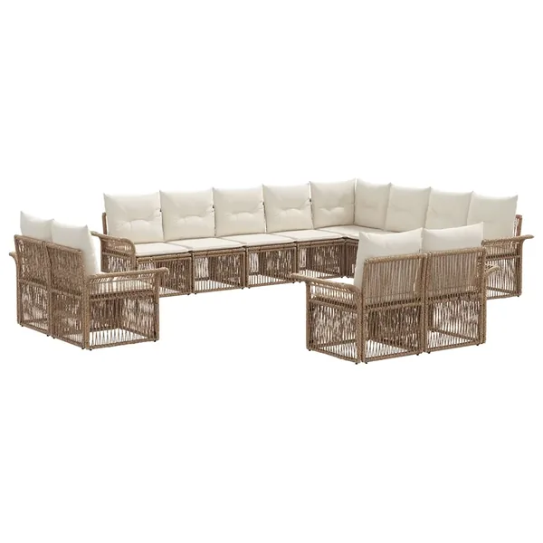 Ensemble de canapé de jardin 12 pcs Beige et blanc crème