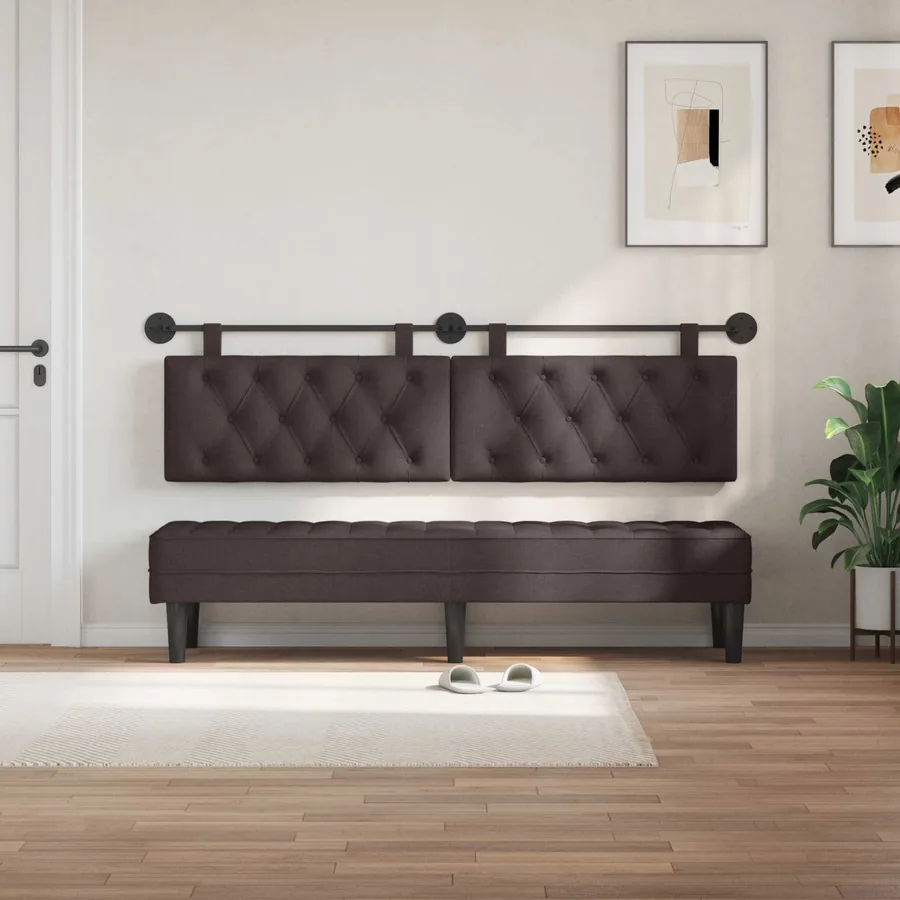 Tête de lit suspendue Marron foncé Tissu - 3