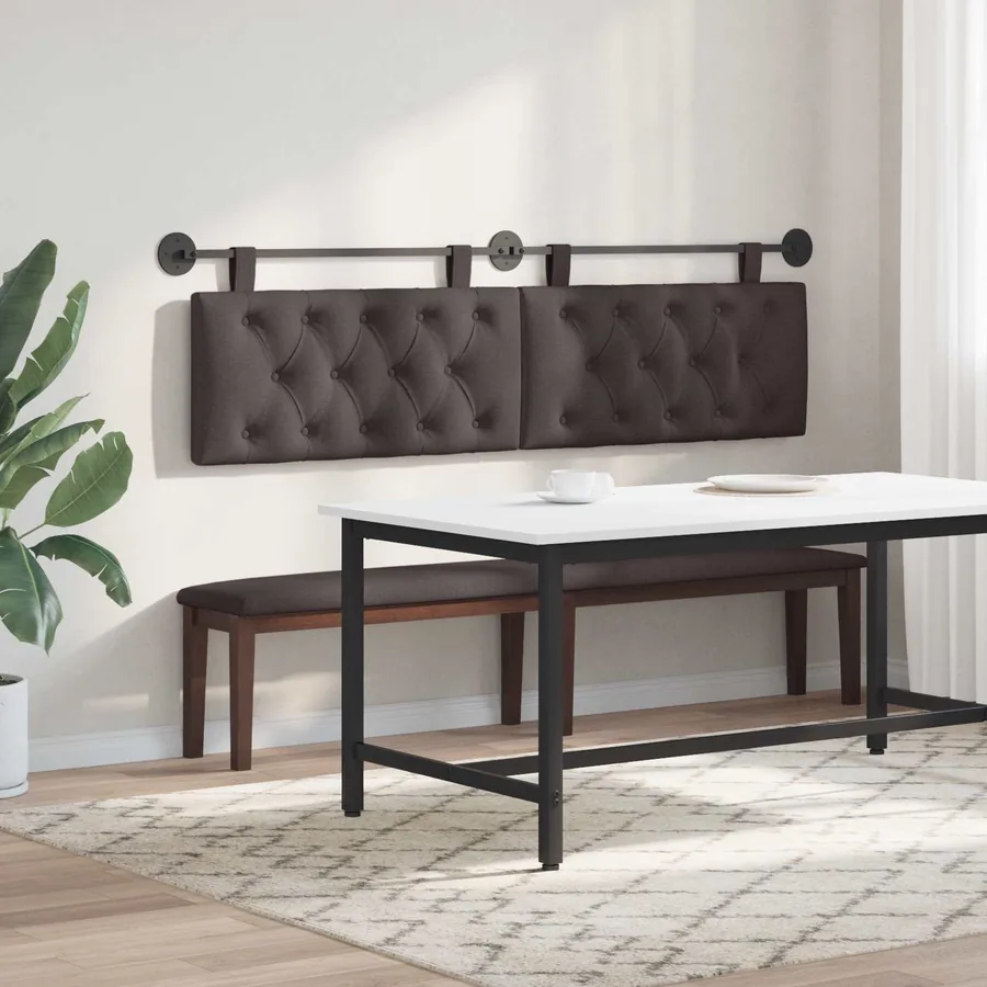 Tête de lit suspendue Marron foncé Tissu - 4
