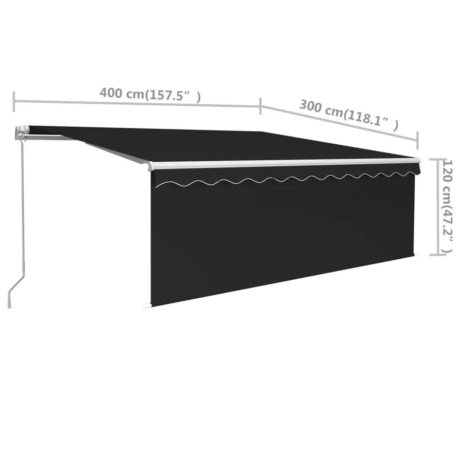 Auvent manuel rétractable avec store 4x3 m Anthracite - 7