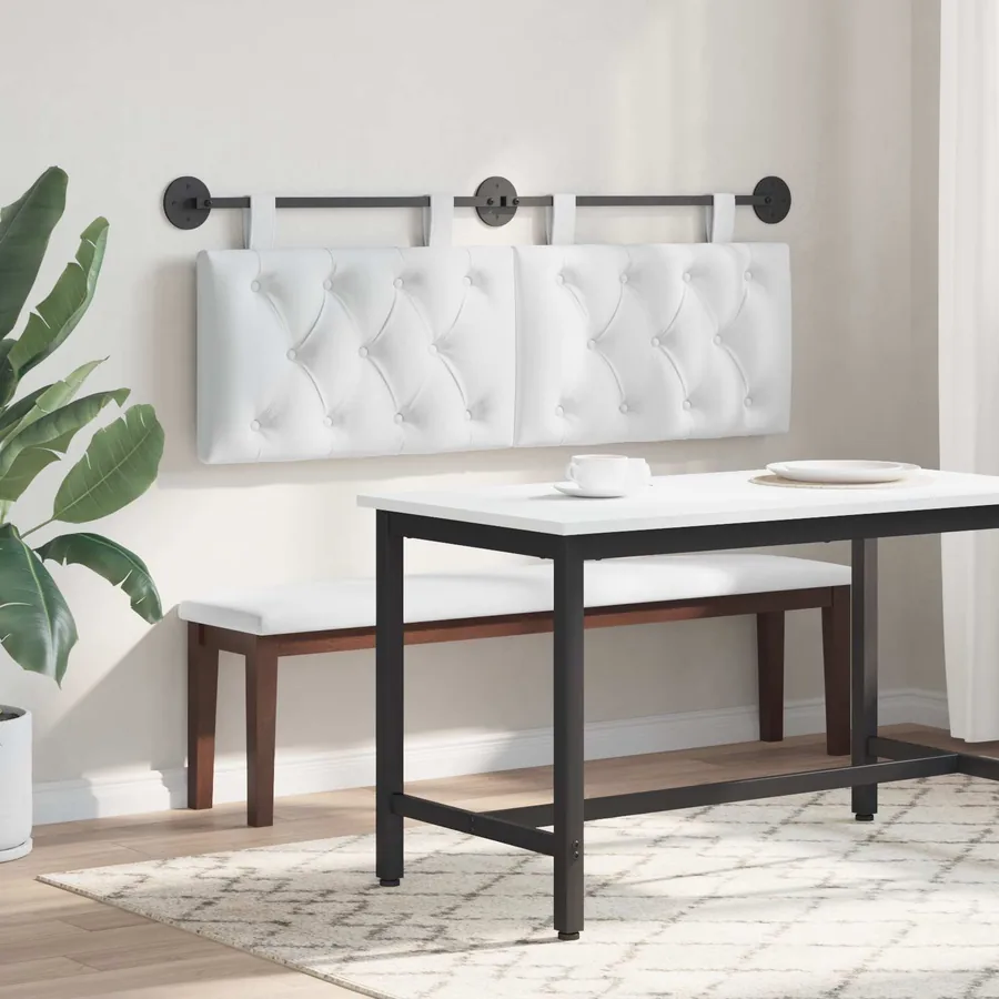 Tête de lit suspendue Blanc Tissu - 4
