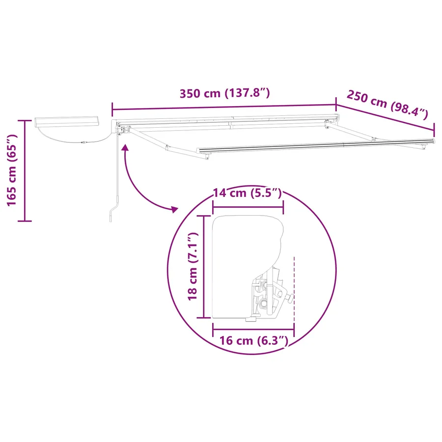 Auvent rétractable électrique 3,5 x 2,5 m - 12