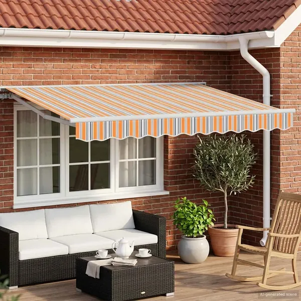 Auvent rétractable électrique Bleu, Orange, Blanc 3 x 2,5 m