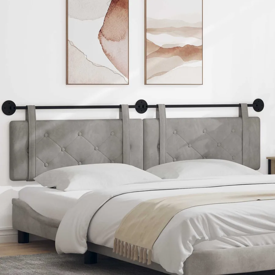 Tête de lit suspendue Gris clair Velours