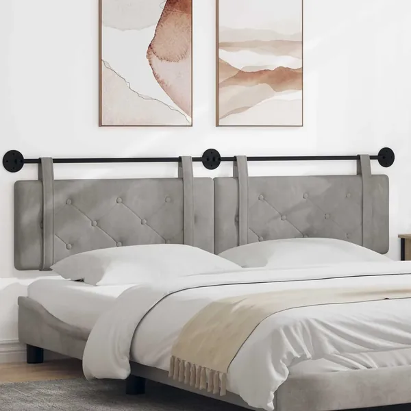 Tête de lit suspendue Gris clair Velours