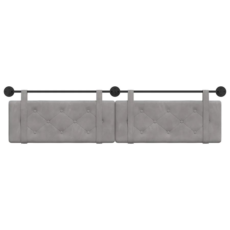 Tête de lit suspendue Gris clair Velours - 5