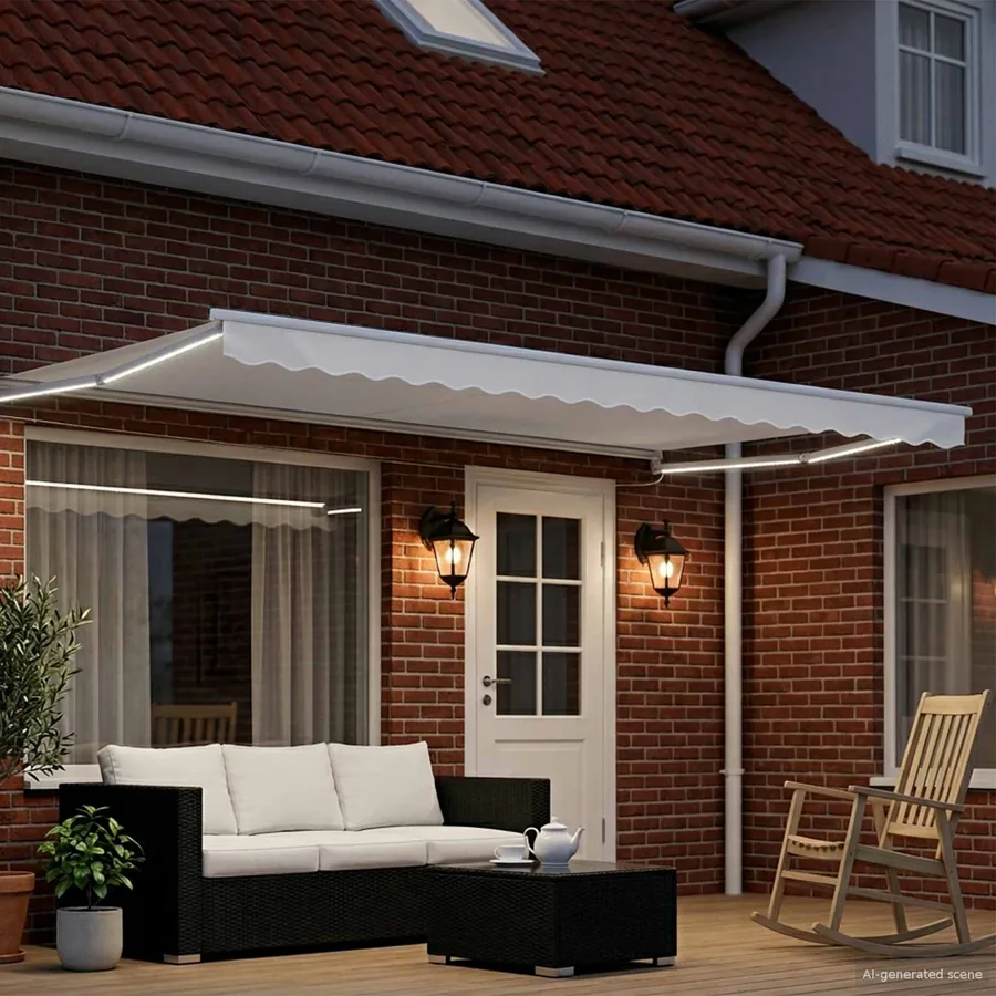 Store rétractable manuel avec LEDs Blanc 4 × 3 m - 3