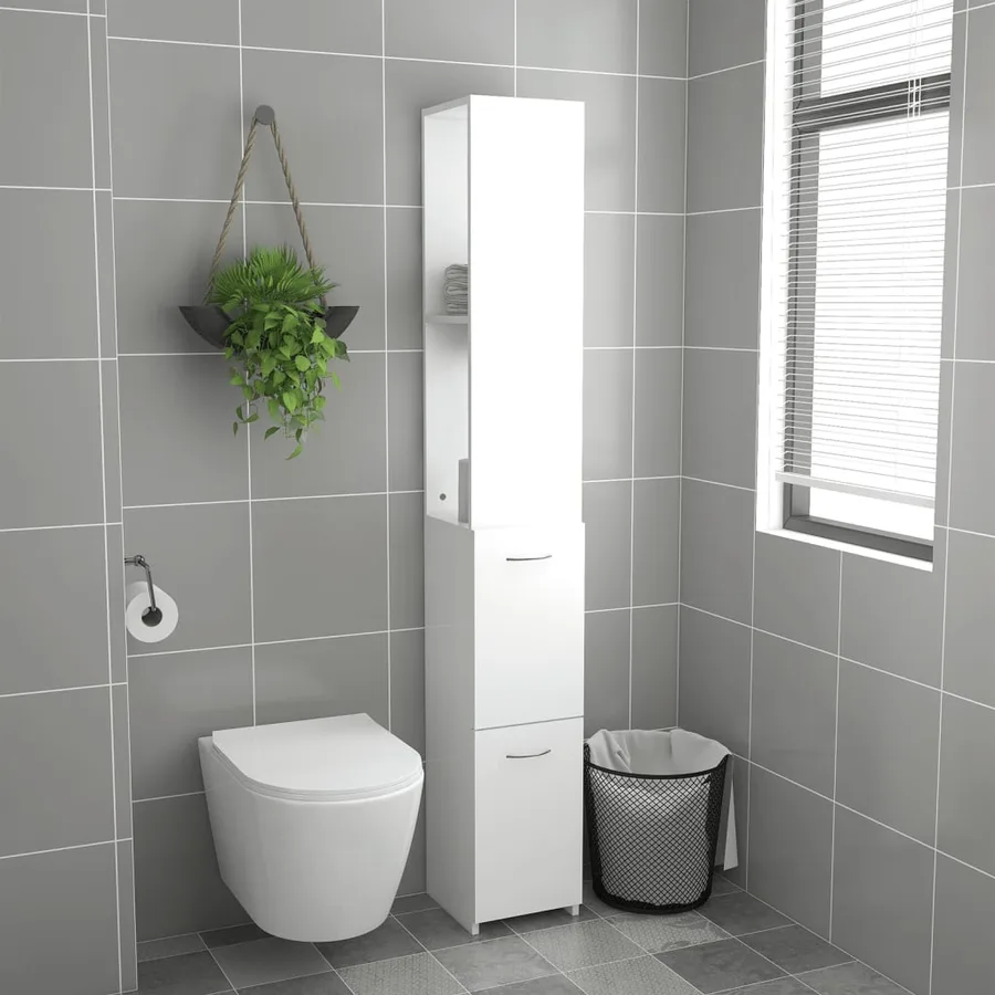 Bathroom cabinet white 25x26.5x170 cm engineered wood - 3