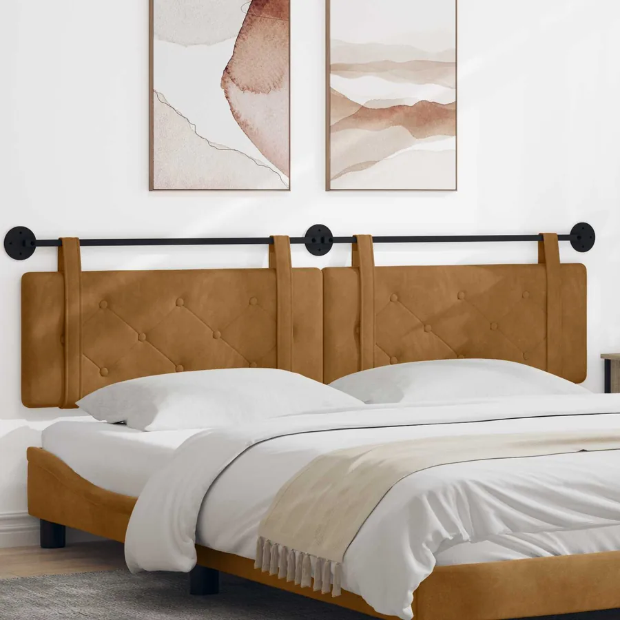 Tête de lit suspendue Marron Velours