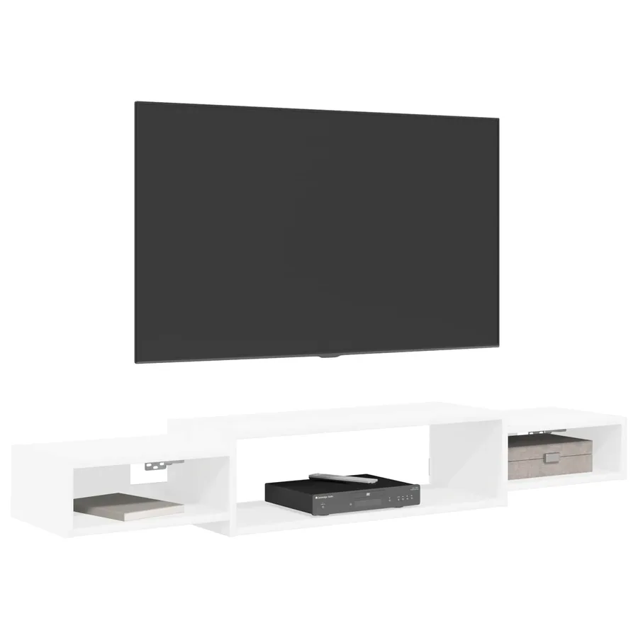 Meuble TV mural Montage mural Blanc 140 x 28 x 21 cm - 3