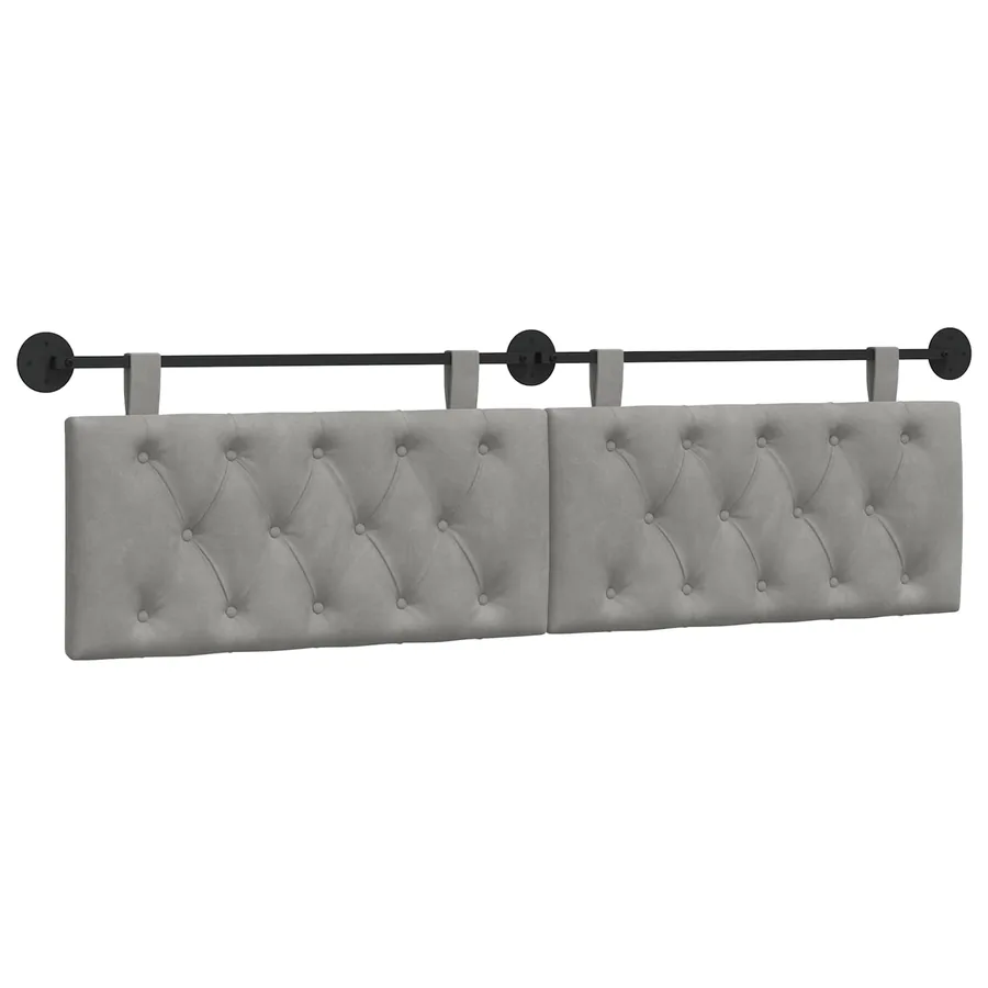 Tête de lit suspendue Avec lumière LED Gris clair Velours - 2