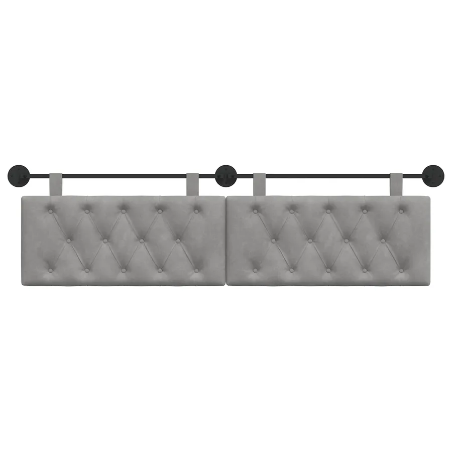Tête de lit suspendue Avec lumière LED Gris clair Velours - 5