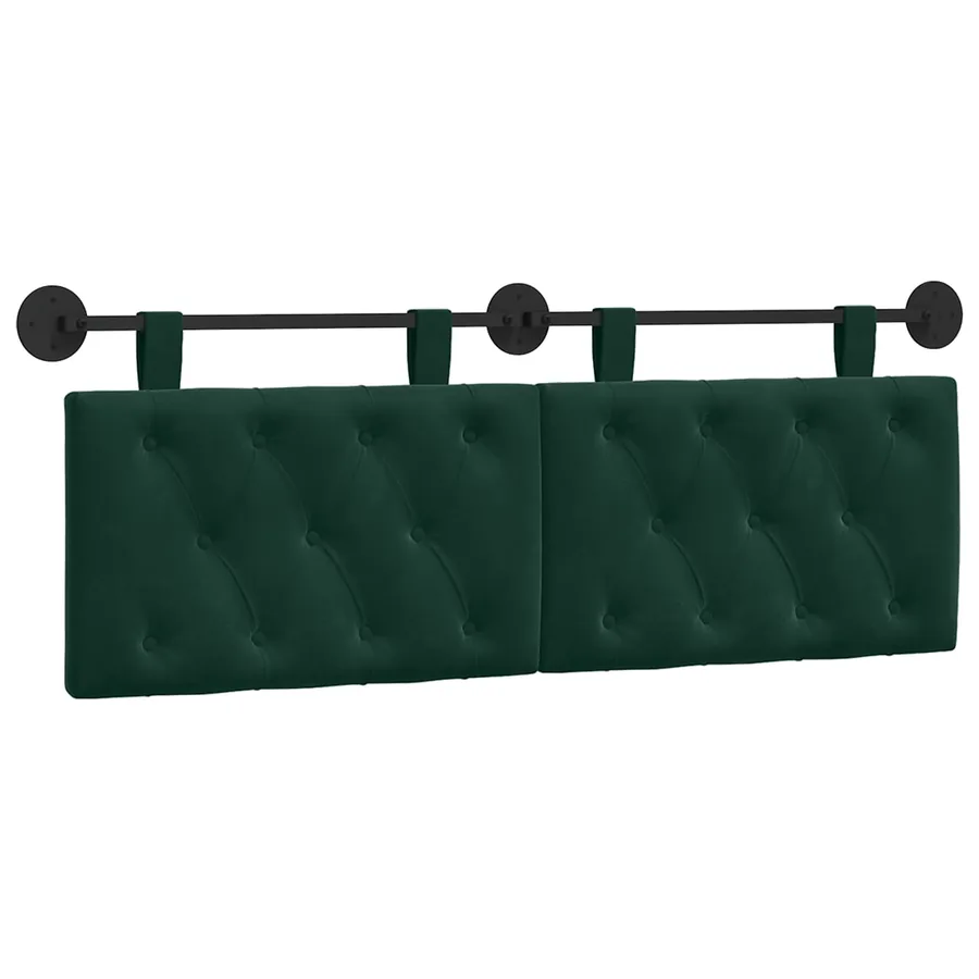 Tête de lit suspendue Avec lumière LED Vert foncé Velours - 2